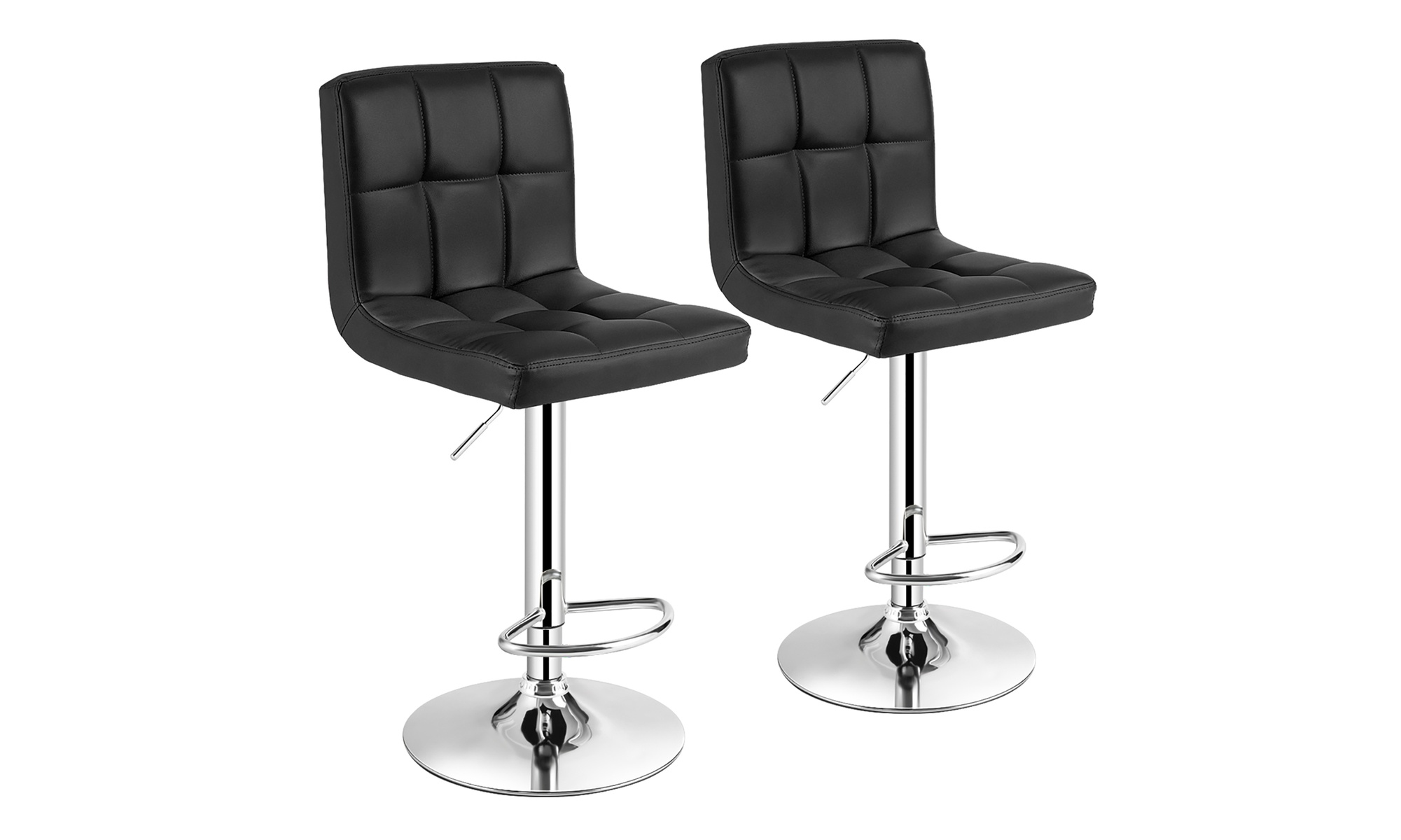Costway Set of 2 Adjustable Bar Stools PU Leather Swivel Counter Pub Chair