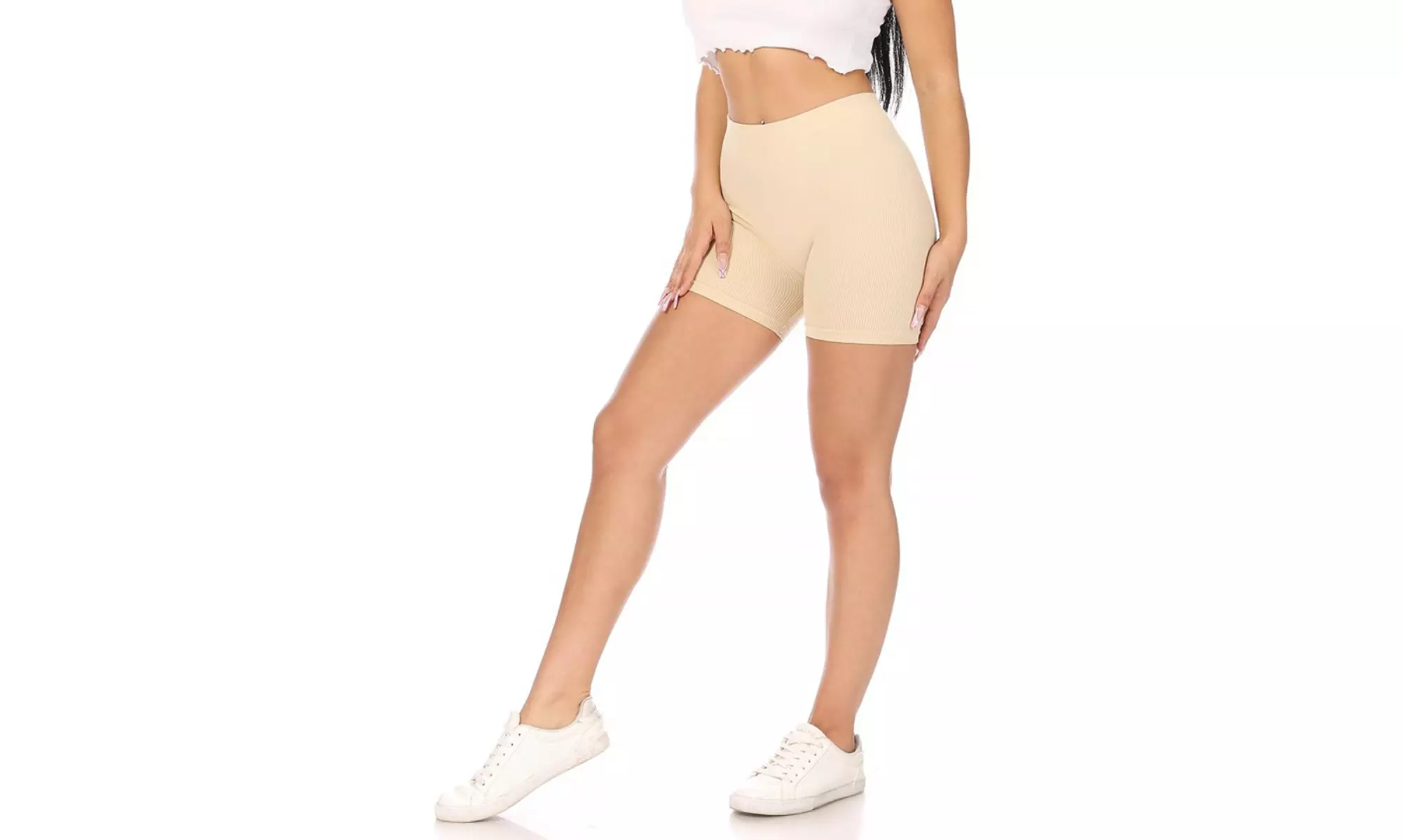 MOA Collection Women's Ribbed Mini Biker Shorts