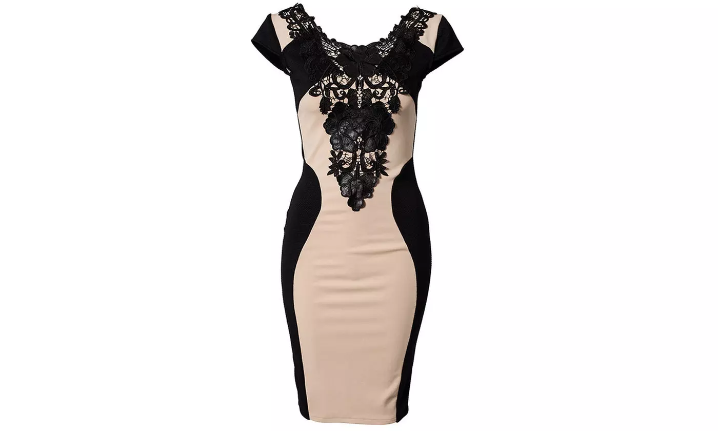 N'POLAR Women's Lace Bodycon Cocktail Dress Evening Dress Sexy Womens Dress - Second Medium