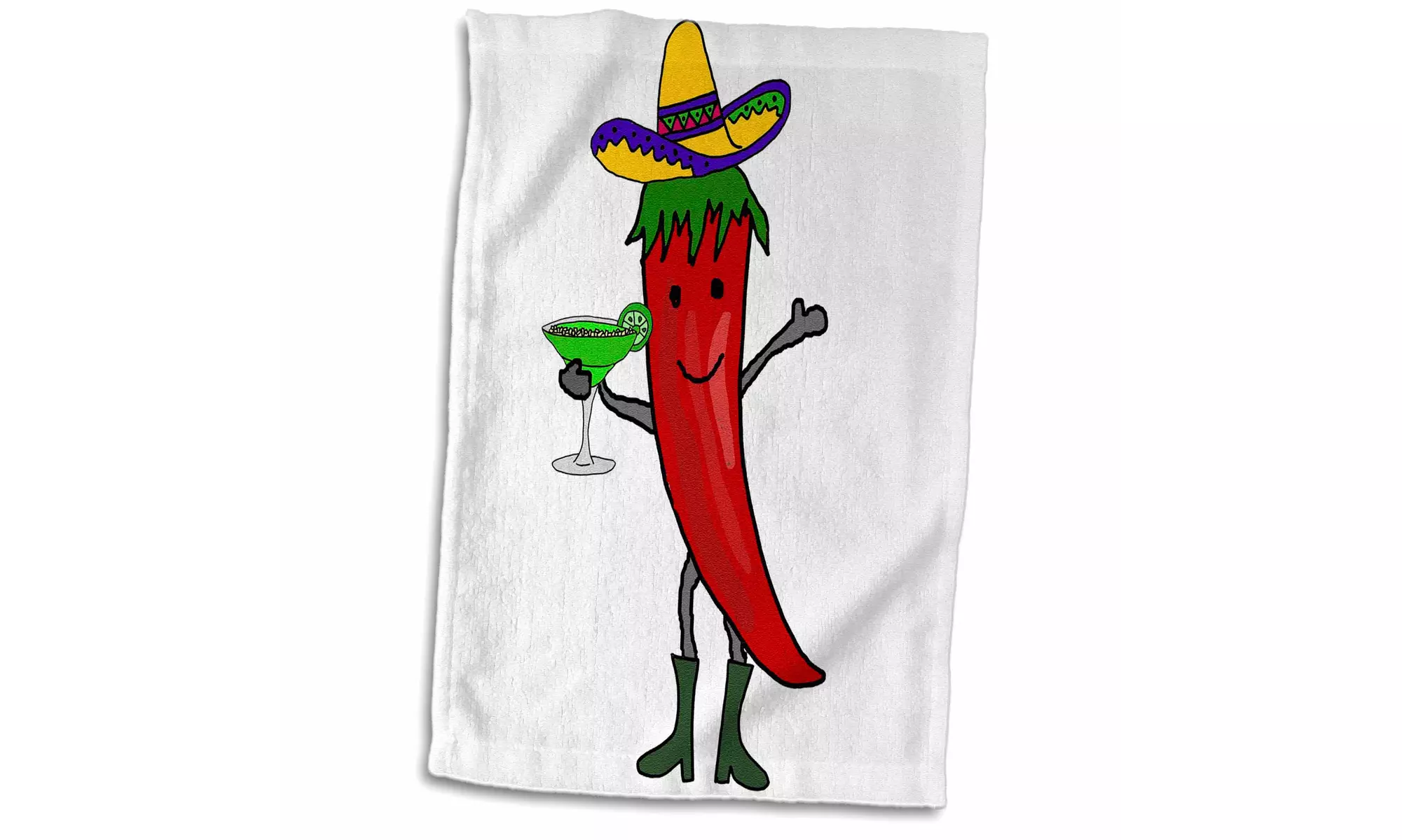  Towel - Cool Humorous Red Hot Jalapeno Pepper Drinking Margarita - 15 by 22-in - Primary Image