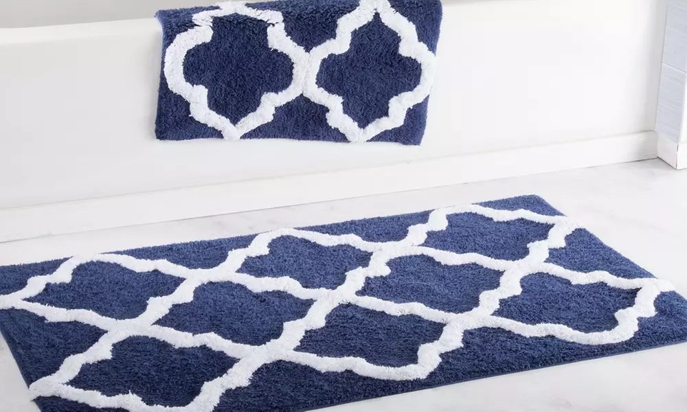Lavish Home 100% Cotton Trellis Bath Mat Set (2-Piece) - Primary Image
