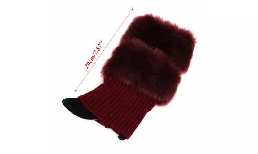 Women's Boot Socks Knitted Warm Faux Fur Cuffs Toppers Ankle Leg Solid Stockings