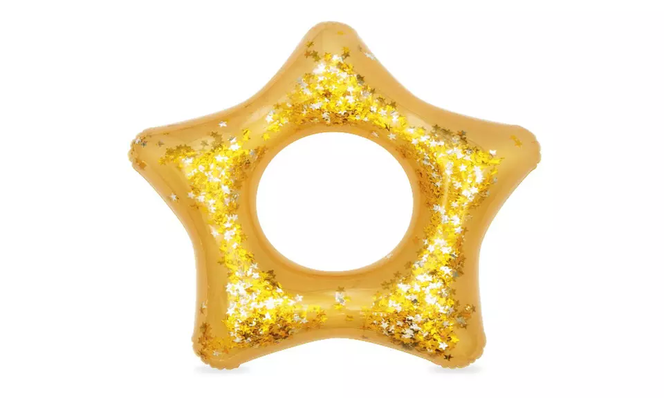 Inflatable Glitter Heart & Star Pool Float 36" - Primary Image
