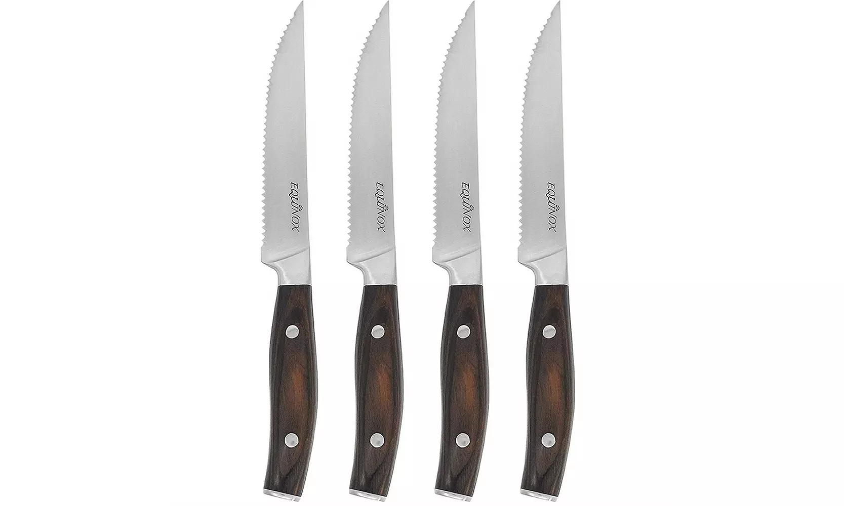 Equinox 4-Piece Steak Knife Set, Serrated Edge Steak Knives, Dark Wood  - Primary Image