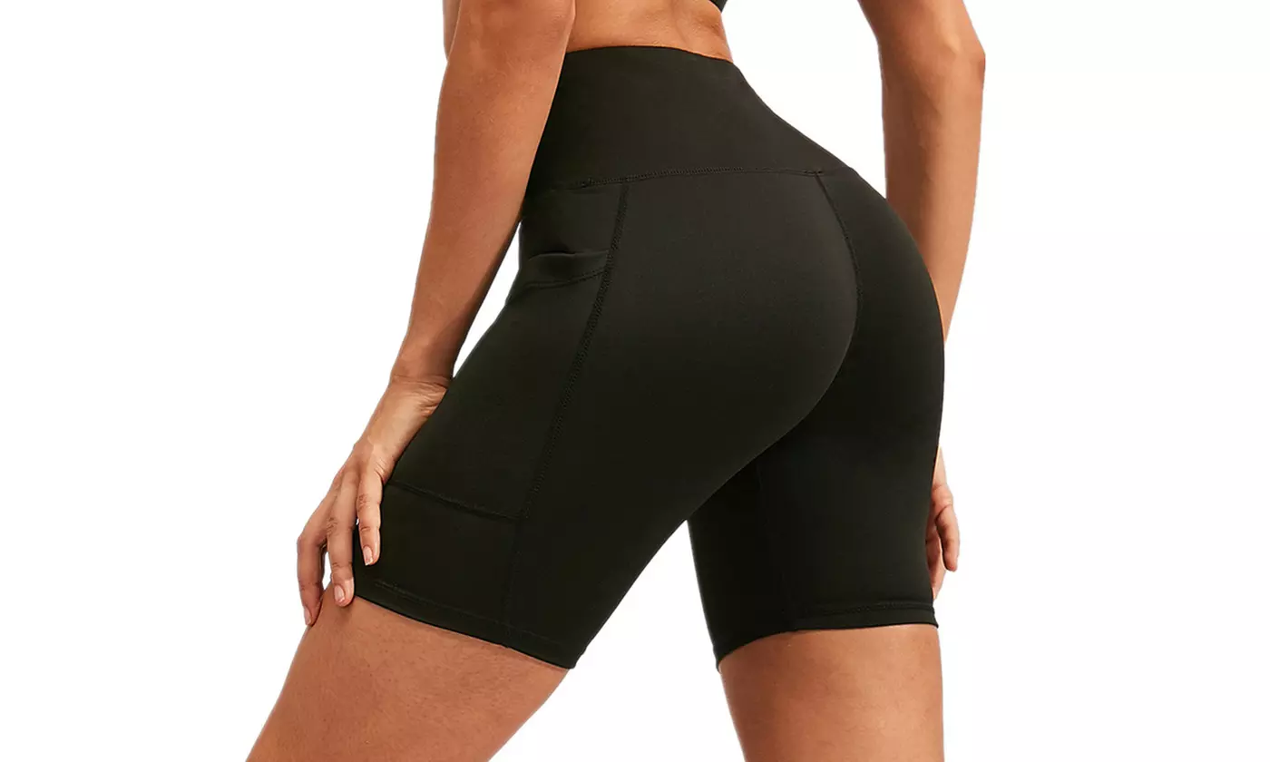 Women's High Waist Biker Shorts  with Phone Pocket