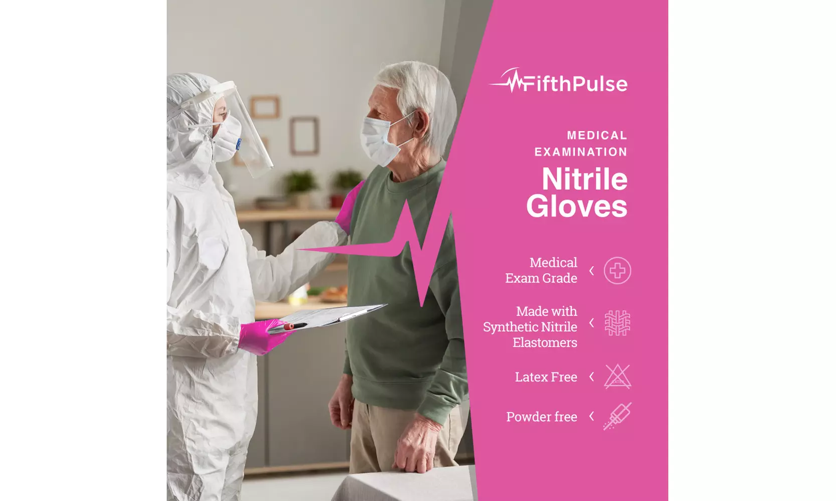 Fifth Pulse Nitrile Exam Latex Free & Powder Free Gloves - Box of 100