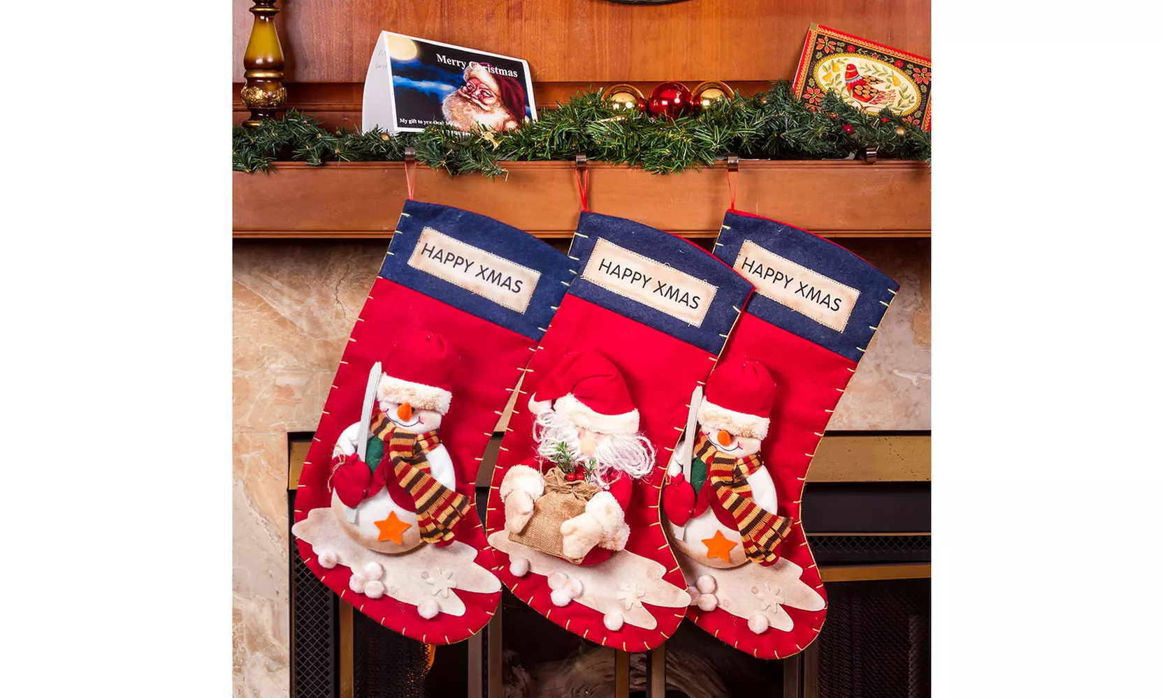 3 Piece Christmas Stockings - 3D