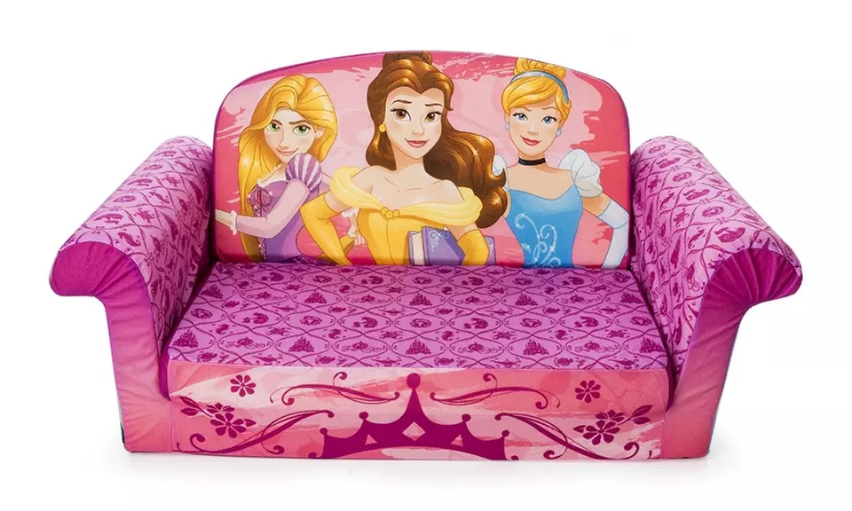 Marshmallow Furniture - Children's 2 in 1 Flip Open Foam Sofa, Disney Princess - Primary Image