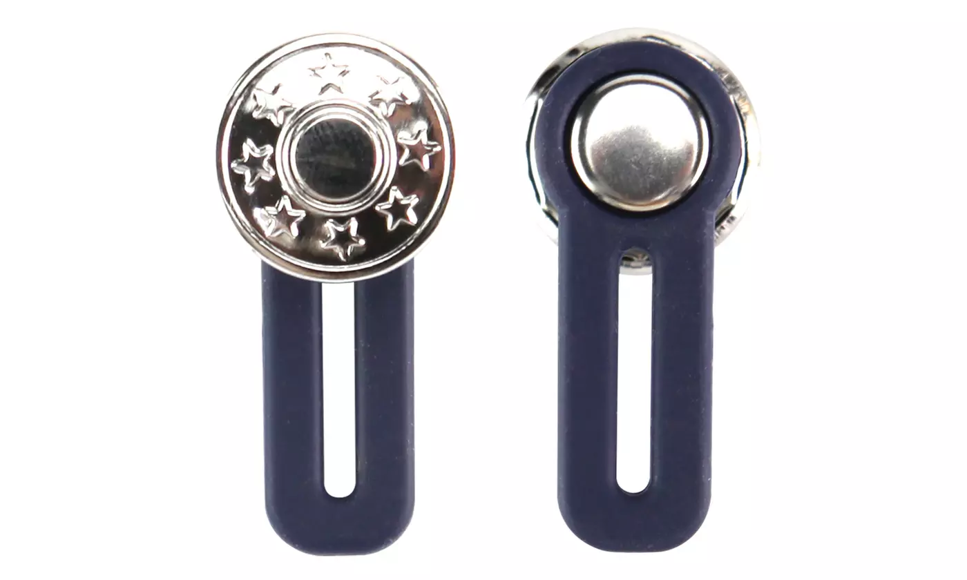 5 Pack No Sew Elastic Metal Jeans Retractable Button Pant Waistband Expander