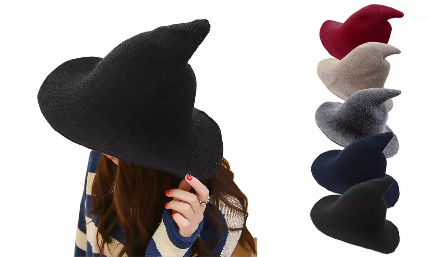 Women Winter Warm Knitted Wool Witch Hat Cap