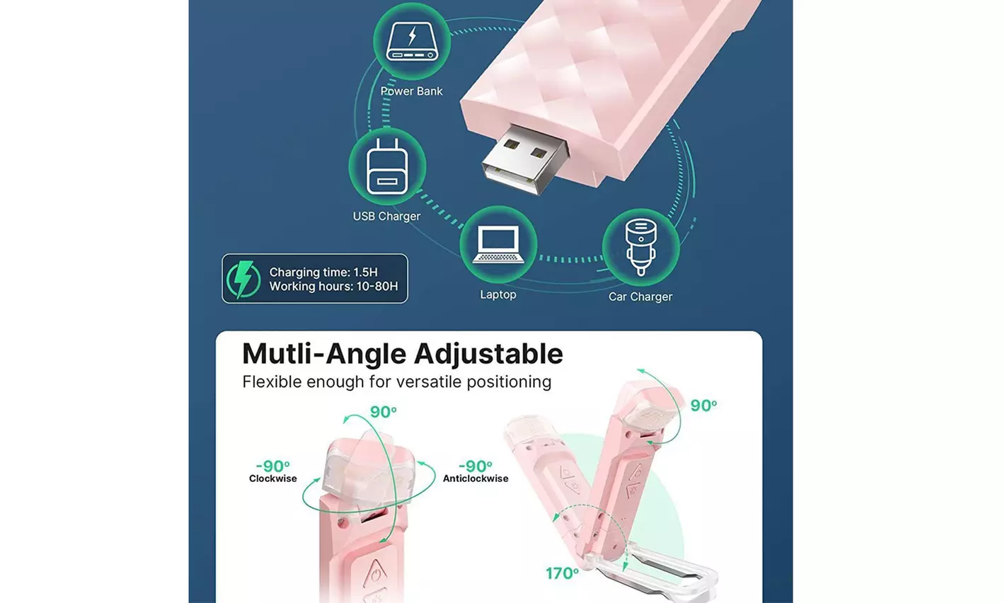 USB Rechargeable Book Light for Reading in Bed Portable Clip-on LED Reading Lamp