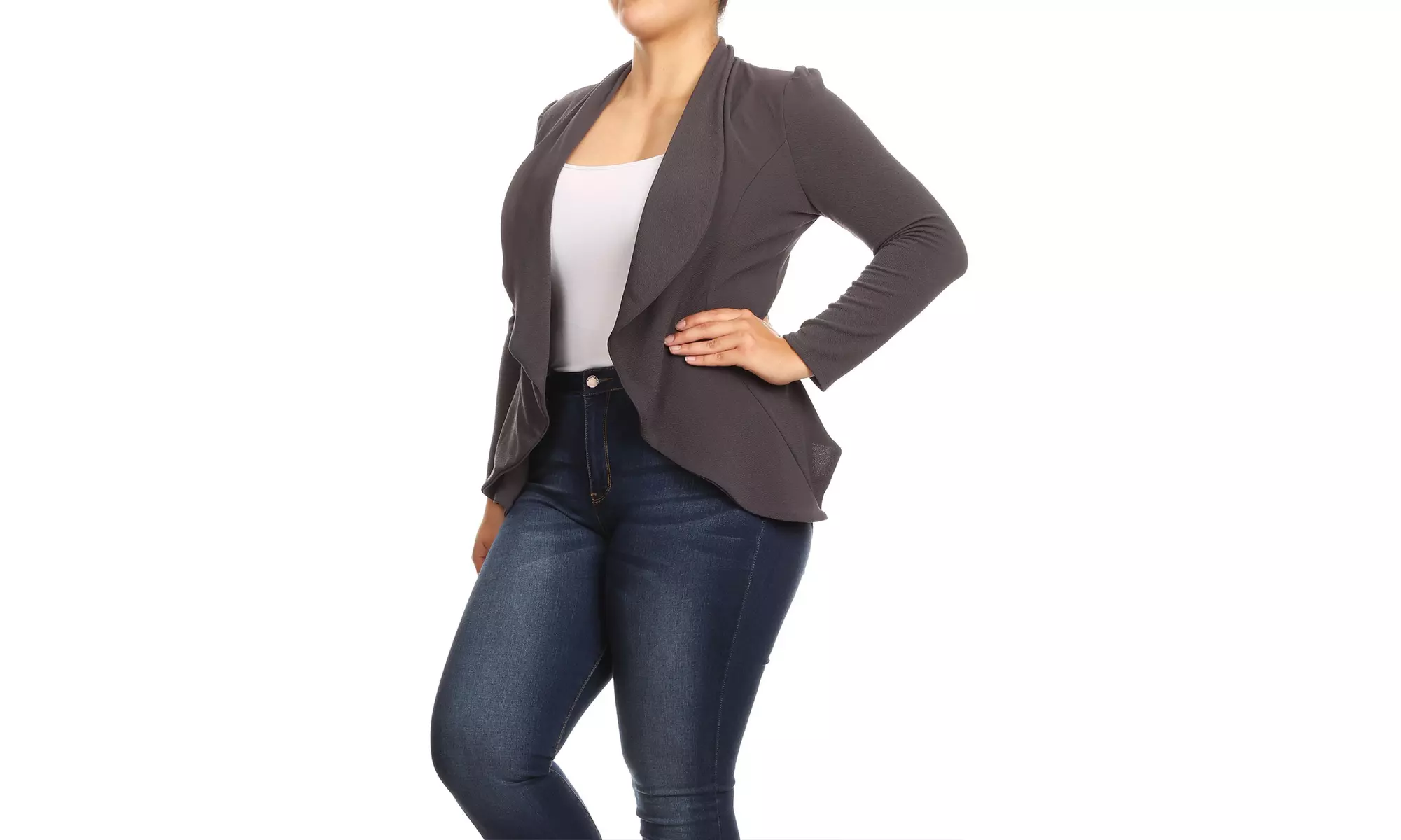Women's Solid Plus Size Long Sleeves Blazer Jacket