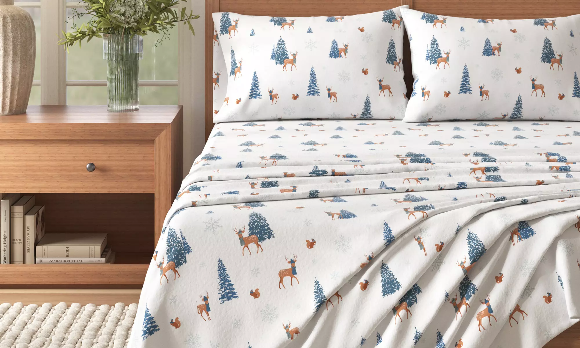 Turkish Cotton Winter-Theme Flannel Sheets Set