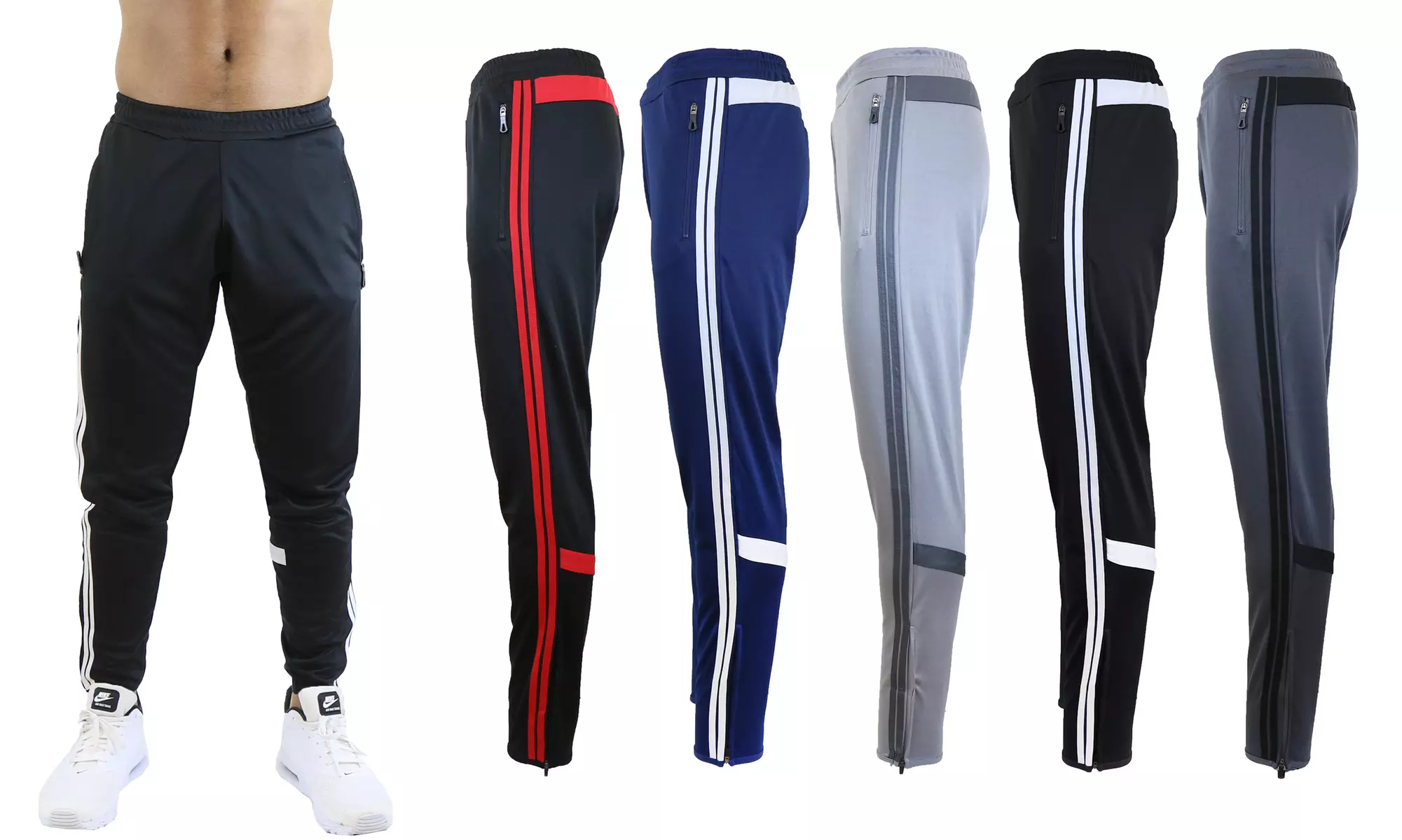 Galaxy By Harvic Men's Slim-Fit Moisture-Wicking Striped Jogger Pants (S-2XL) - Primary Image