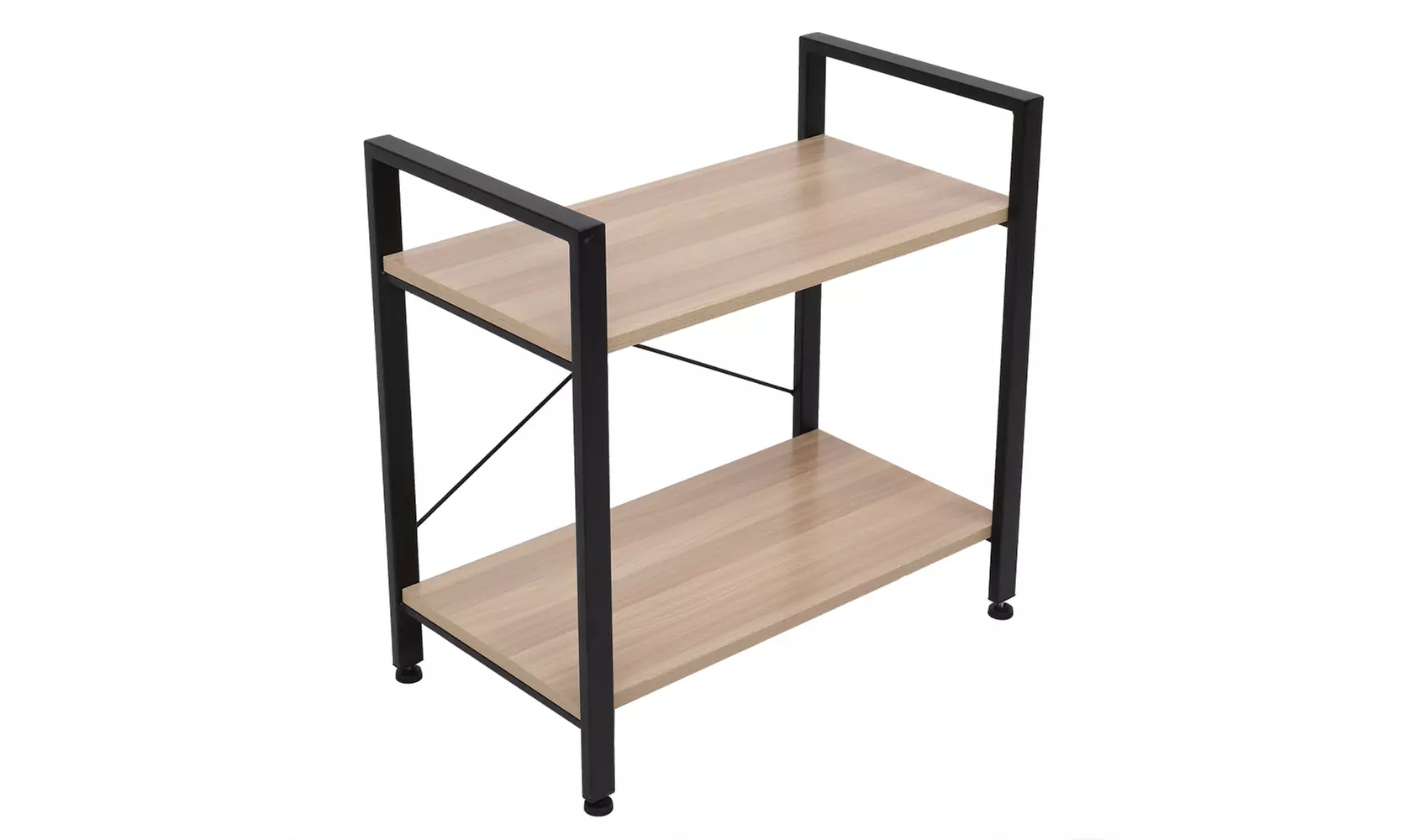 2 Tier Bookcase Modern Narrow Book Shelf Industrial Wood Shelving Unit - Primary Image