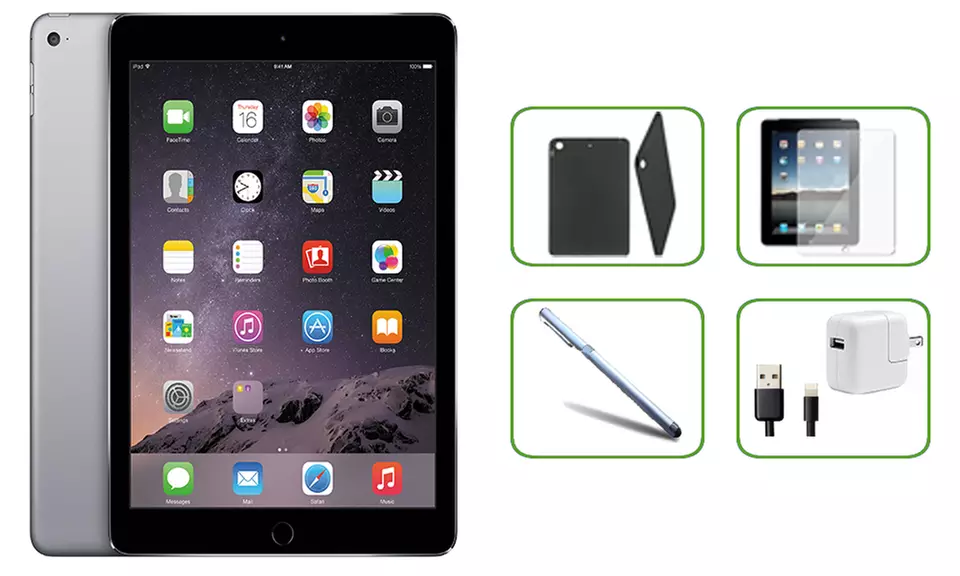 Apple iPad Air 2 16GB WiFi, LTE Cellular Unlocked Tablet Bundle Scratch and Dent - Primary Image