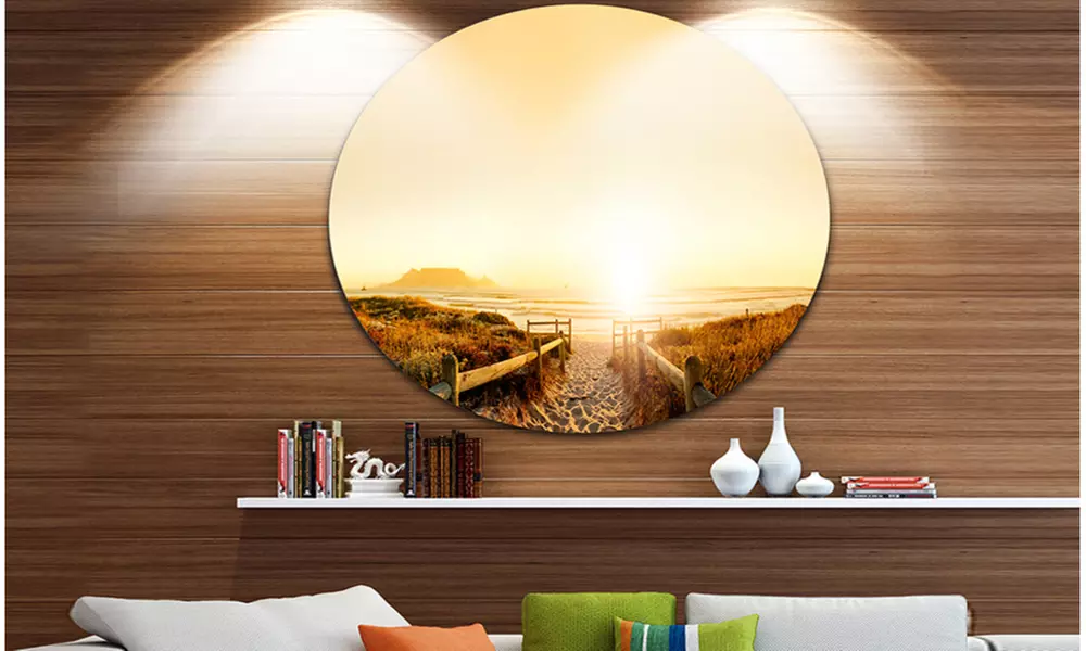 Beach near Cape Town Panorama' Disc Photography Circle Metal Wall Art - Primary Image