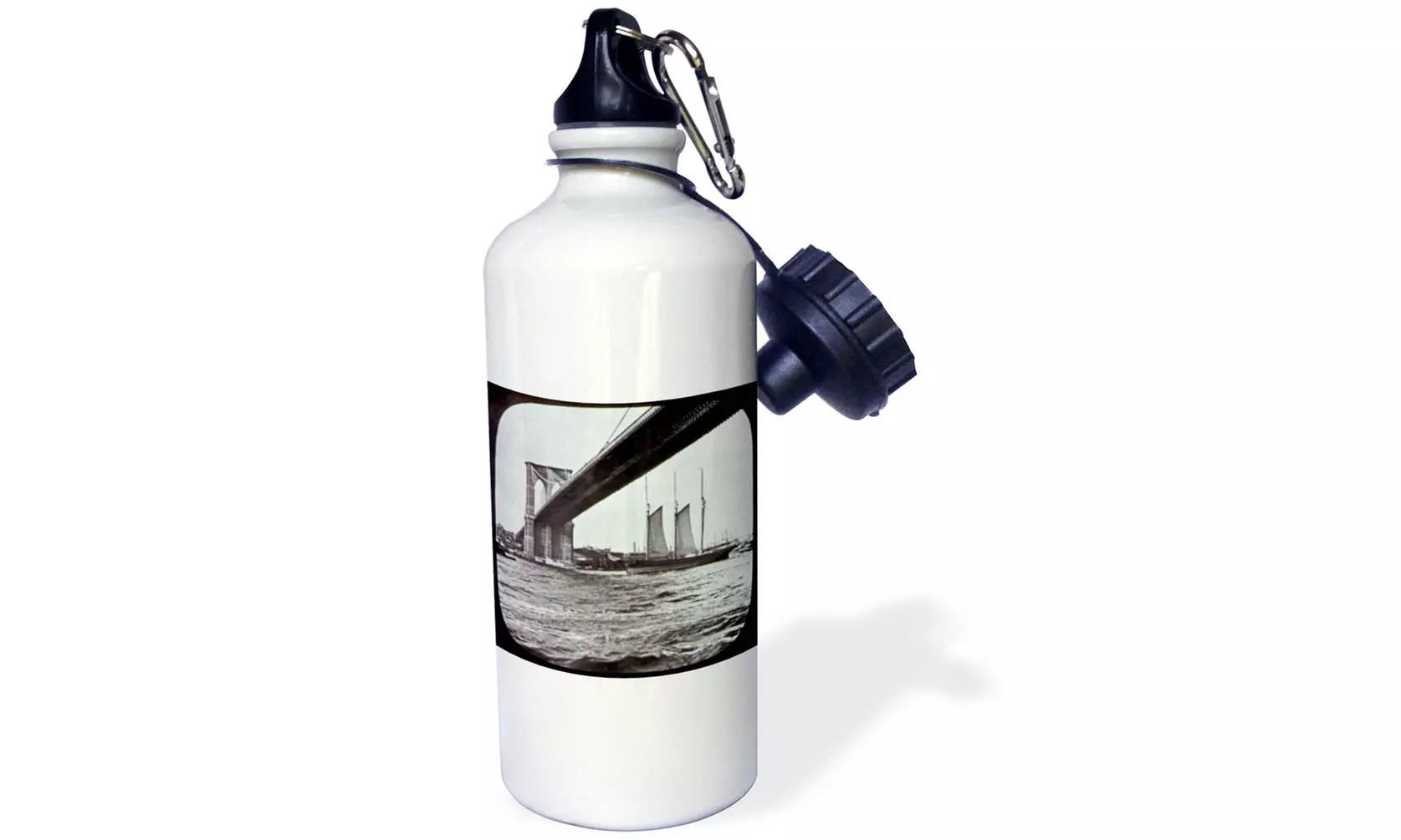  Water Bottle Brooklyn Bridge with Sailboat East River New York City Glass Slide - Primary Image
