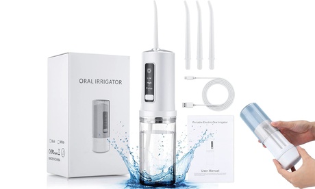 Mini Cordless Oral Irrigator Water Flosser Teeth Cleaner Pick Kit White