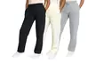 3-Pack Women's Heavyweight Wide-Leg Fleece Sweatpants - Loose Fit with Pockets - Second Medium