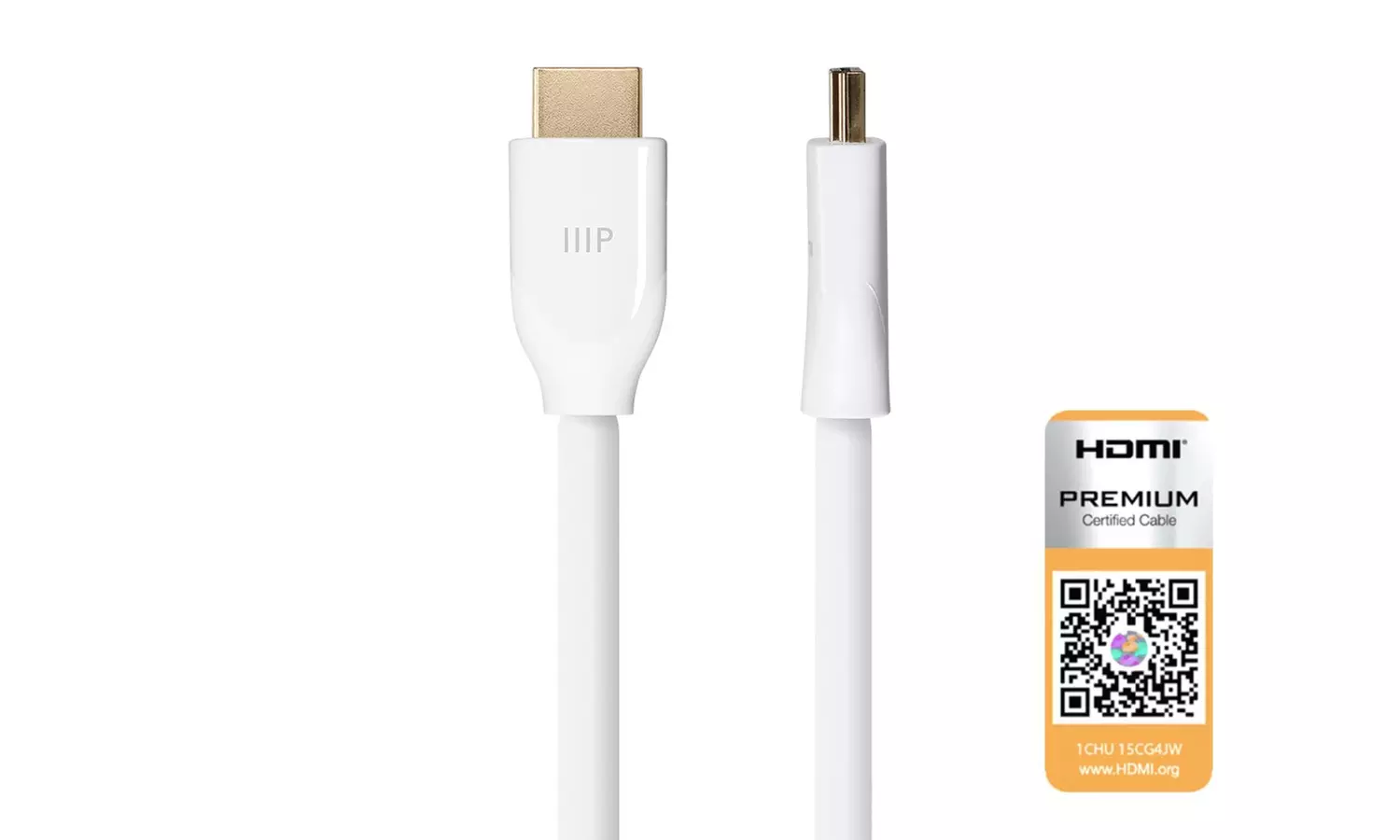 Monoprice Certified High Speed HDMI Cable, 4K@60Hz, 24AWG, 20ft, White - Primary Image
