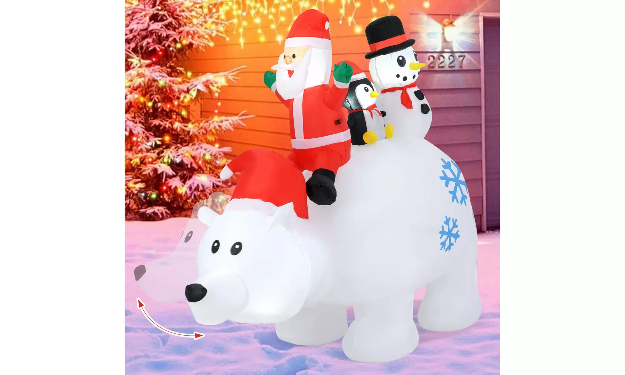 Costway Inflatable Christmas Santa Claus Helicopter Snowman Penguin Lights