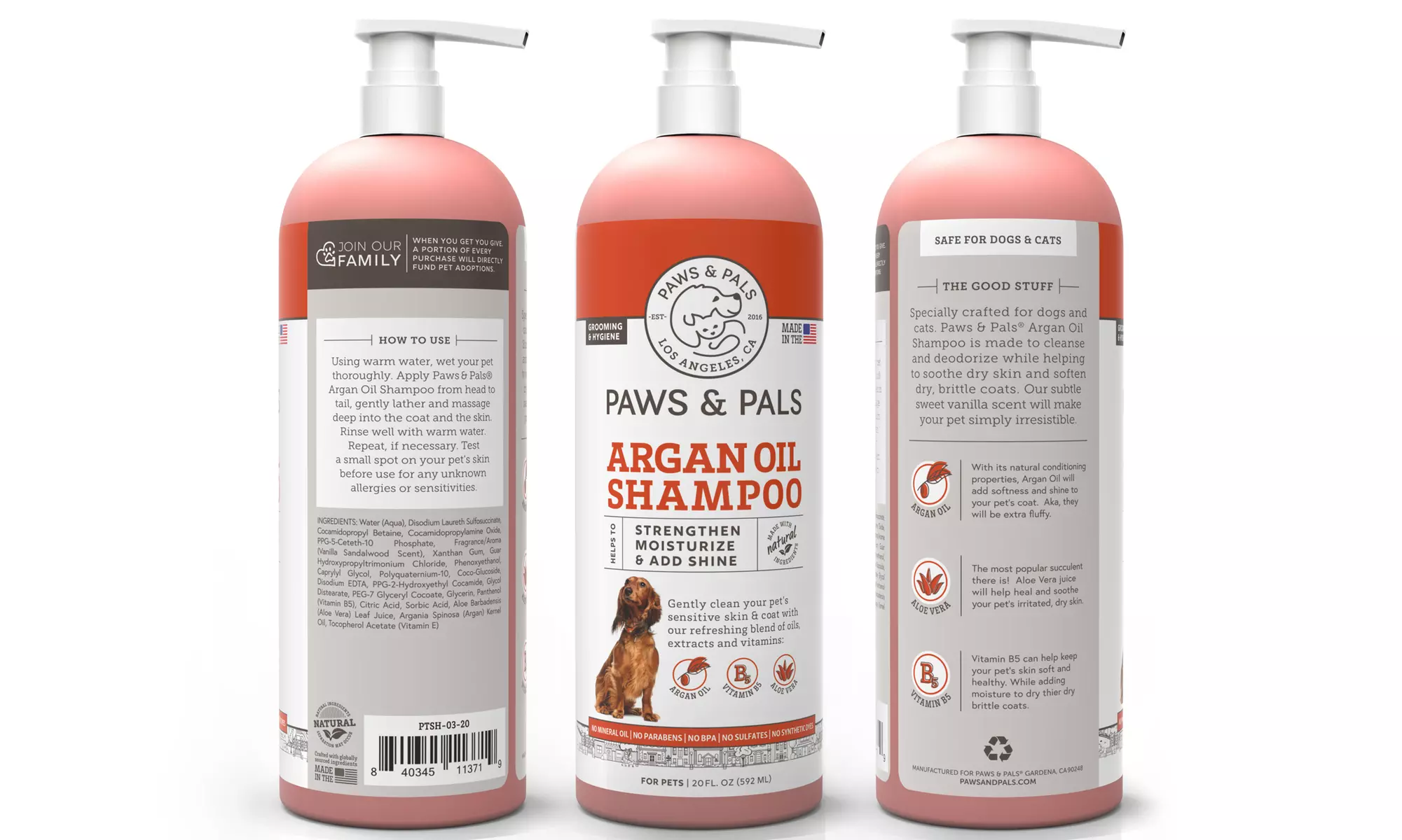 Paws & Pals Natural Pet Flea & Tick Shampoo, Argan Shampoo, or Conditioner  - Primary Image