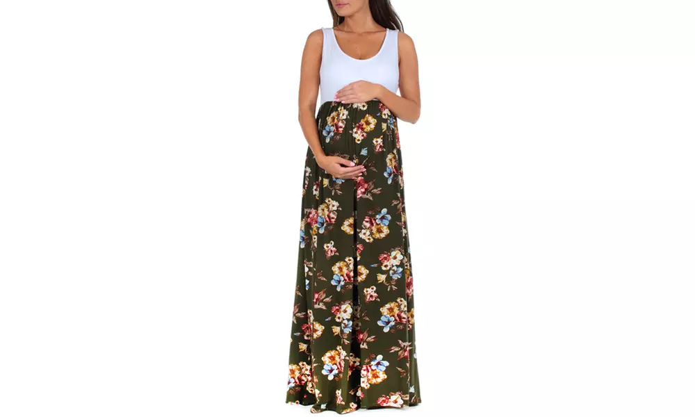 Women's Ruched Color Block Maternity dress - Primary Image