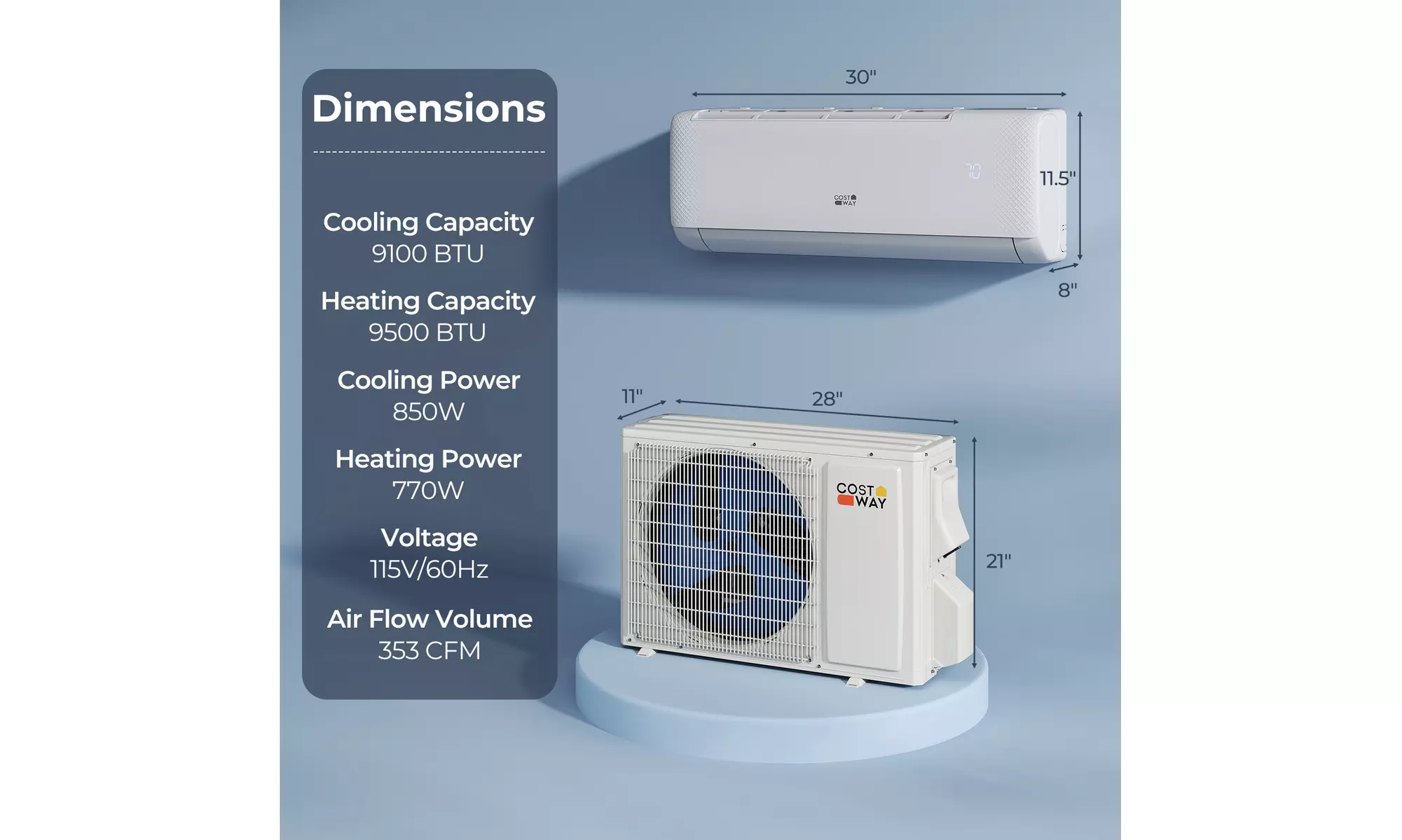 Costway Wifi Enabled Mini Split AC 20.5/22 SEER2 115V Inverter Air Conditioner