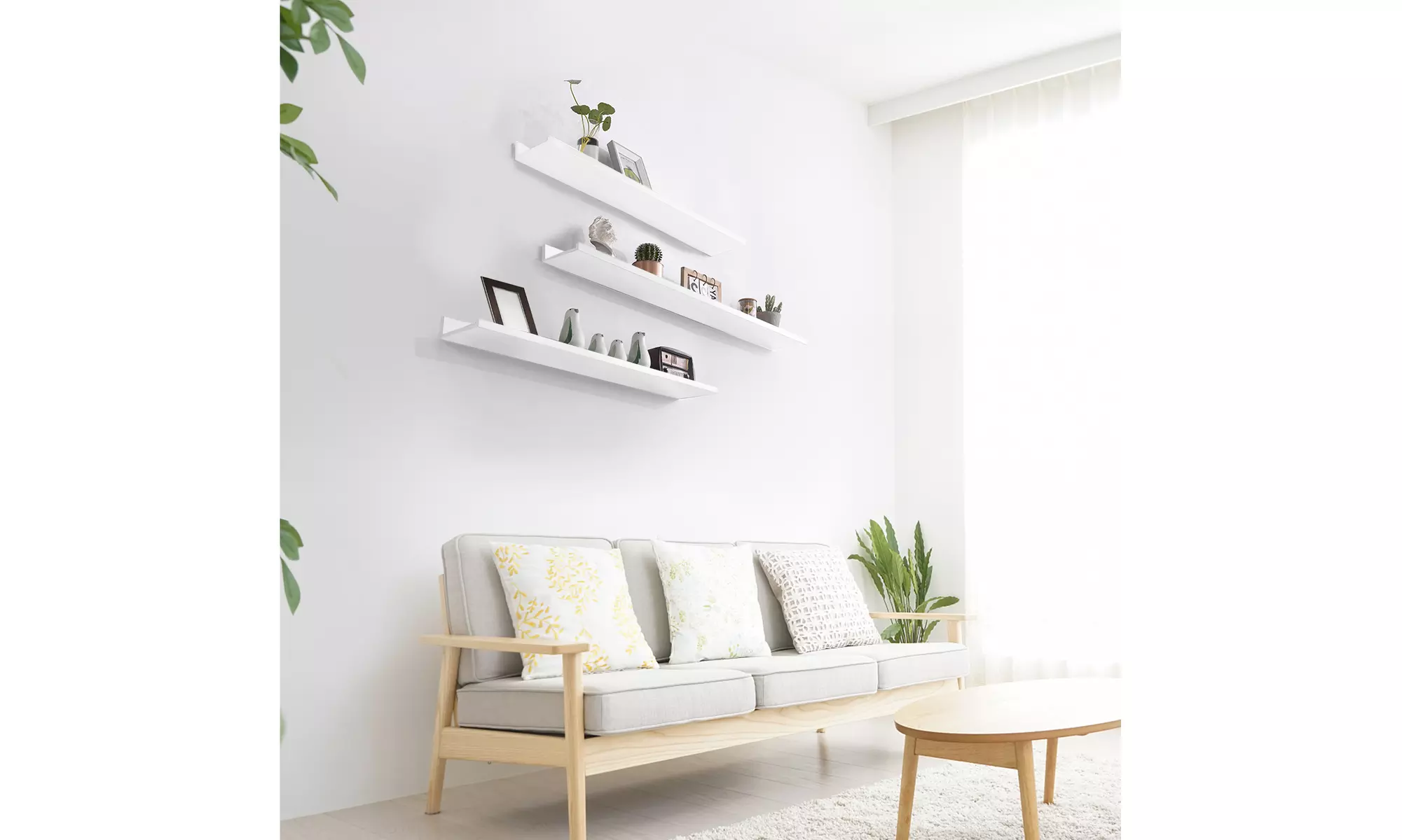 1pcs 46" Floating Wall Shelf Mounted Shelf Display Storage Holder White - Primary Image