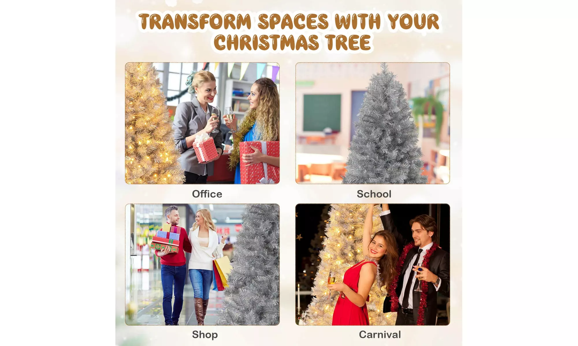 Costway 5/6/7 FT Christmas Tree Artificial Xmas Tree with Branch Tips LED Lights