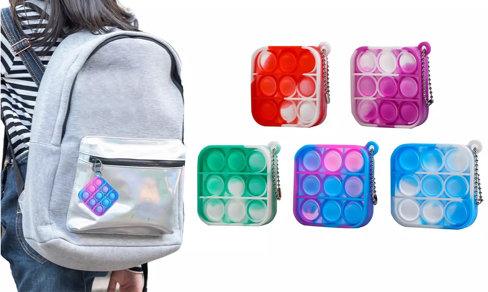 5-Pack: Mini Stress Relieving Push Pop Bubble Fidget Toy for Adults and Kids - Primary Image