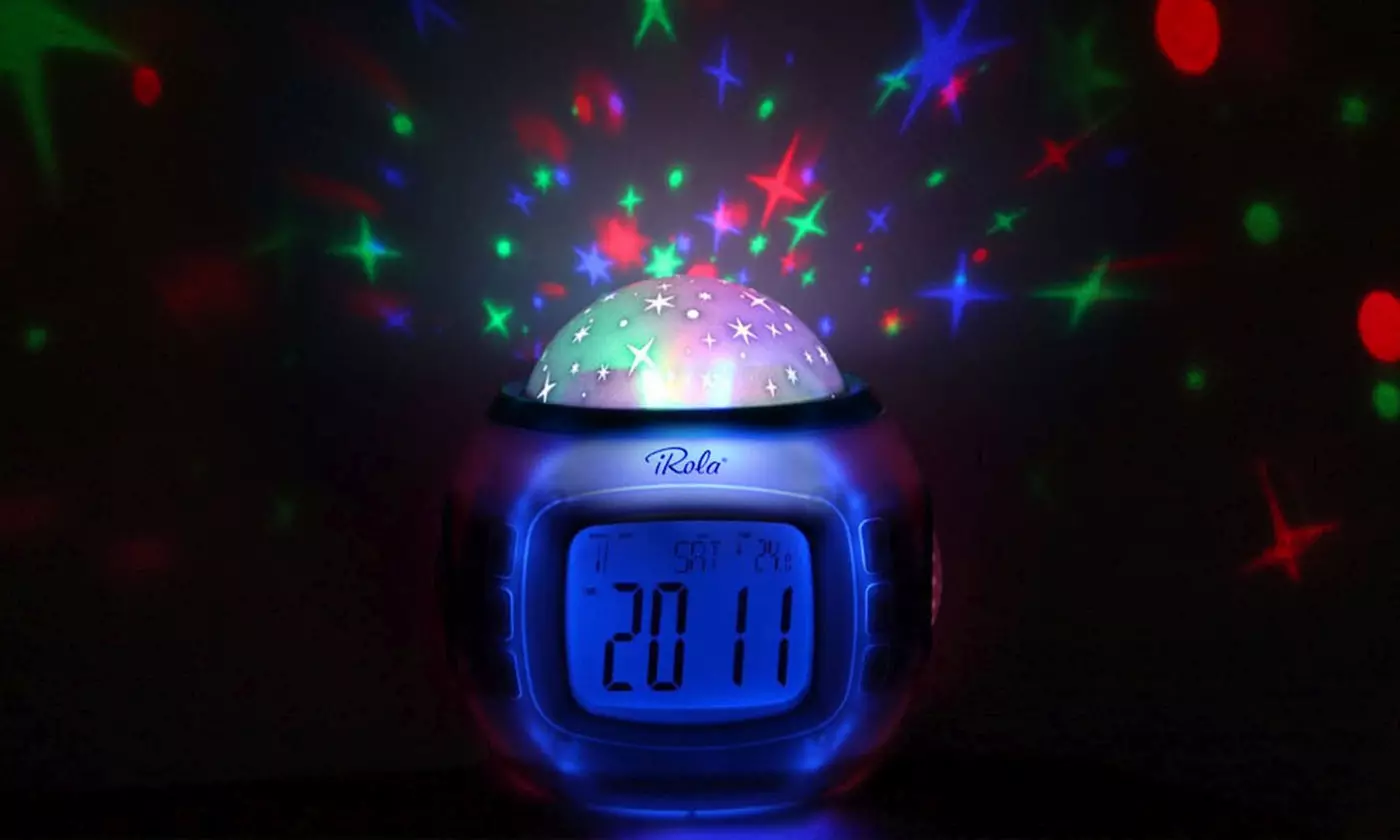 iRola Starry Night Projection LED Alarm Clock with 10 Pre-Programmed Songs - Primary Image
