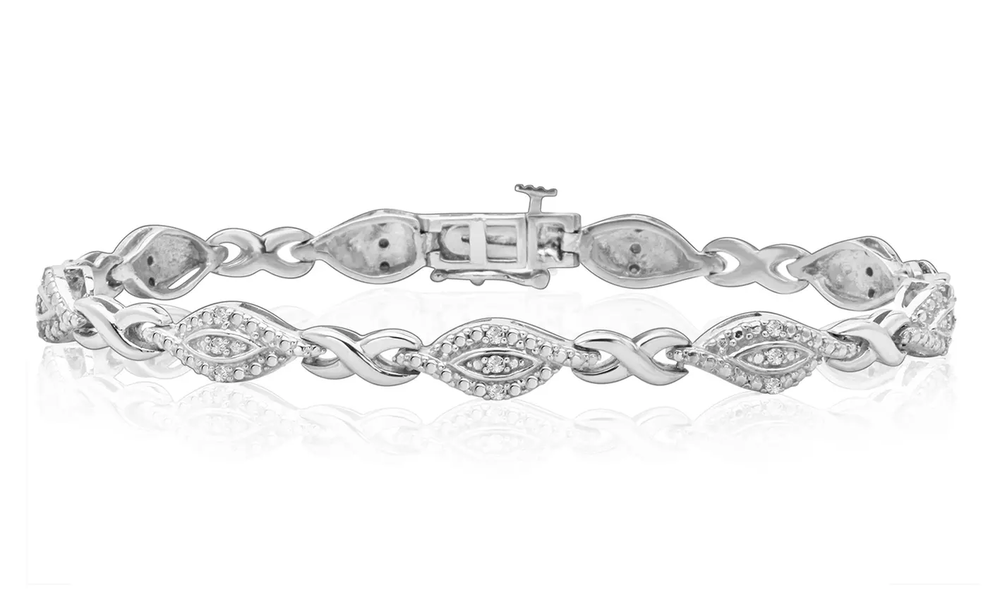 1/4 Carat 14K White Gold-Plated Round-cut Diamond Bracelet Womens Jewelry