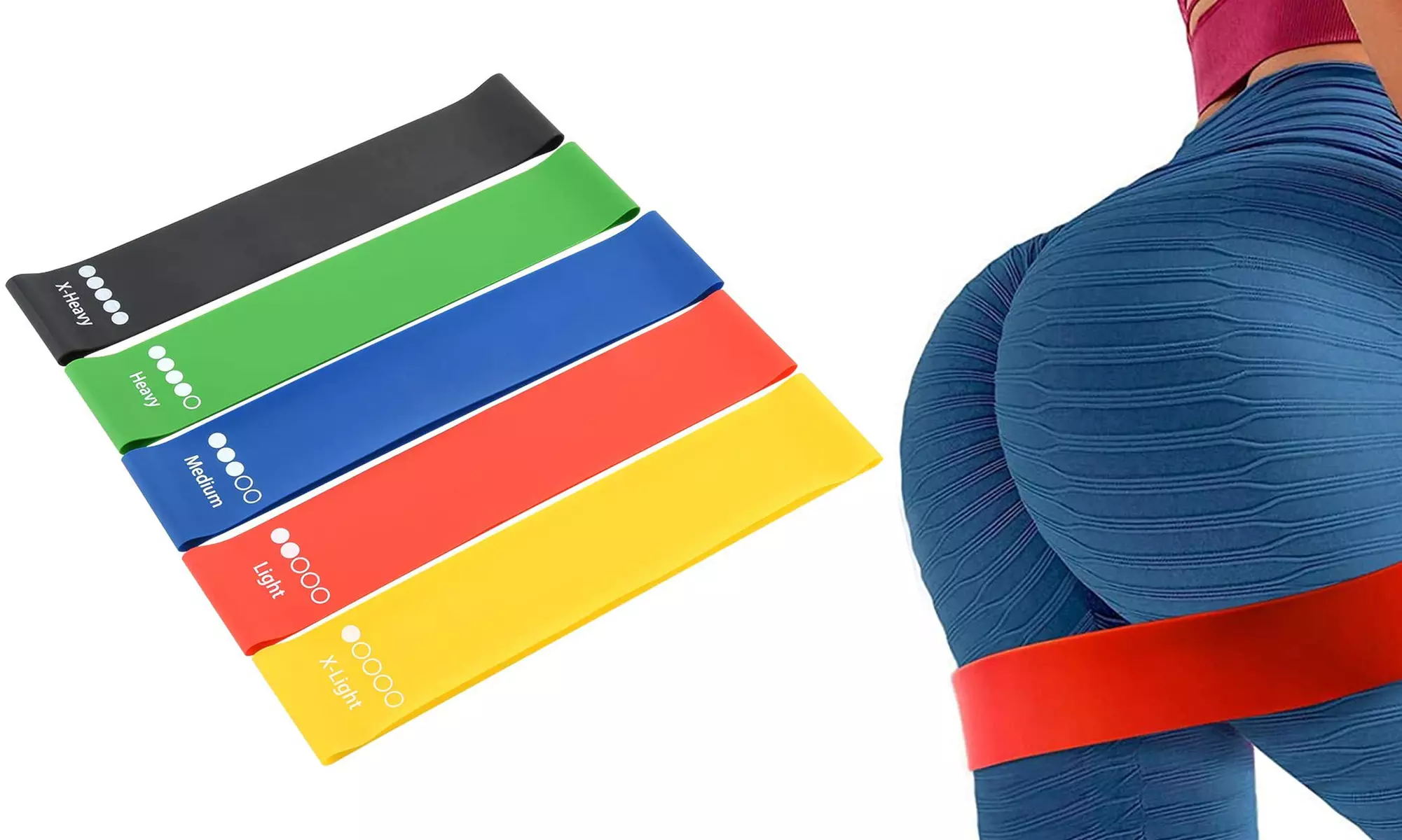 5 Pcs Resistance Exercise Bands Workout Bands with Carry Bag - Primary Image