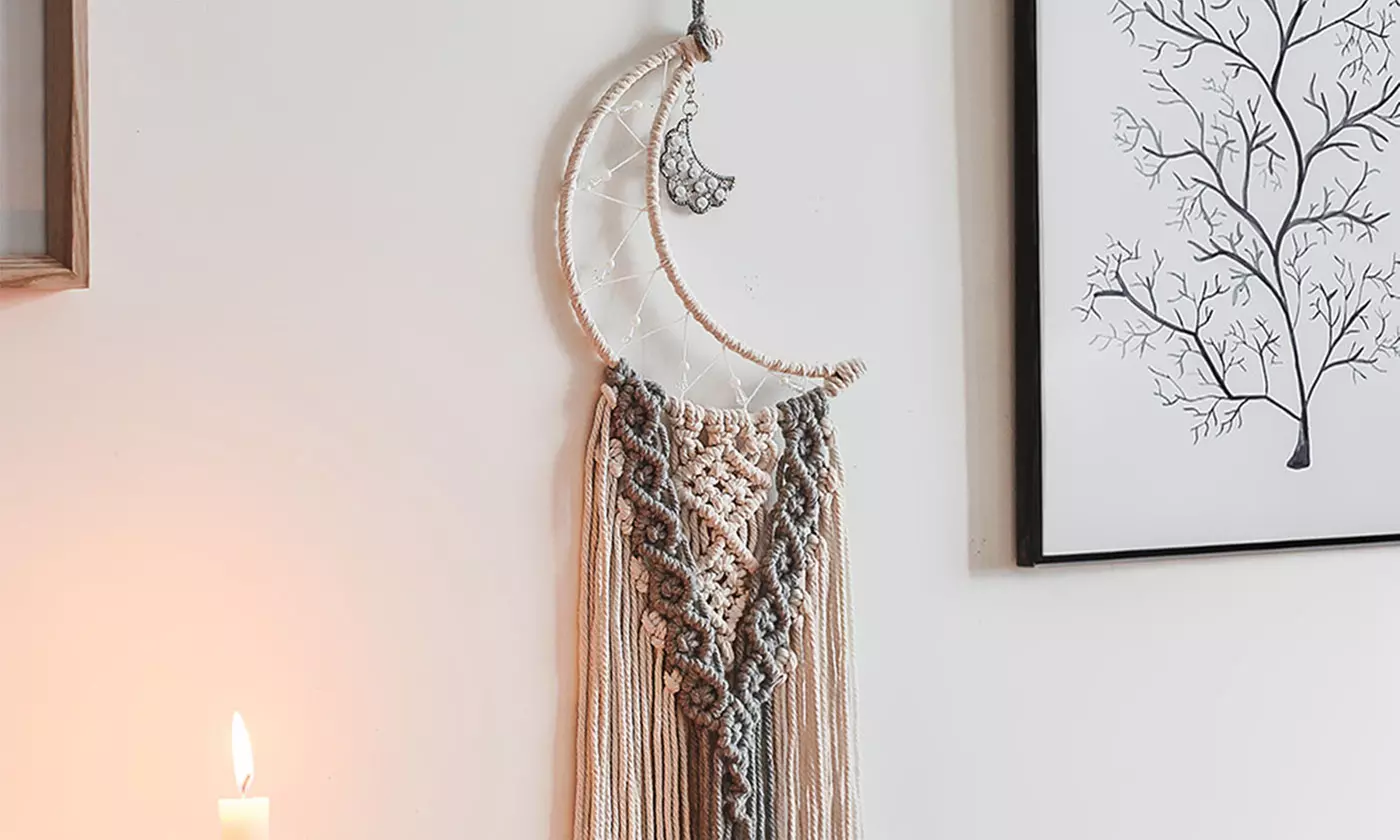 Macrame Star Moon Dream Catcher Boho Wall Hanging Ornament