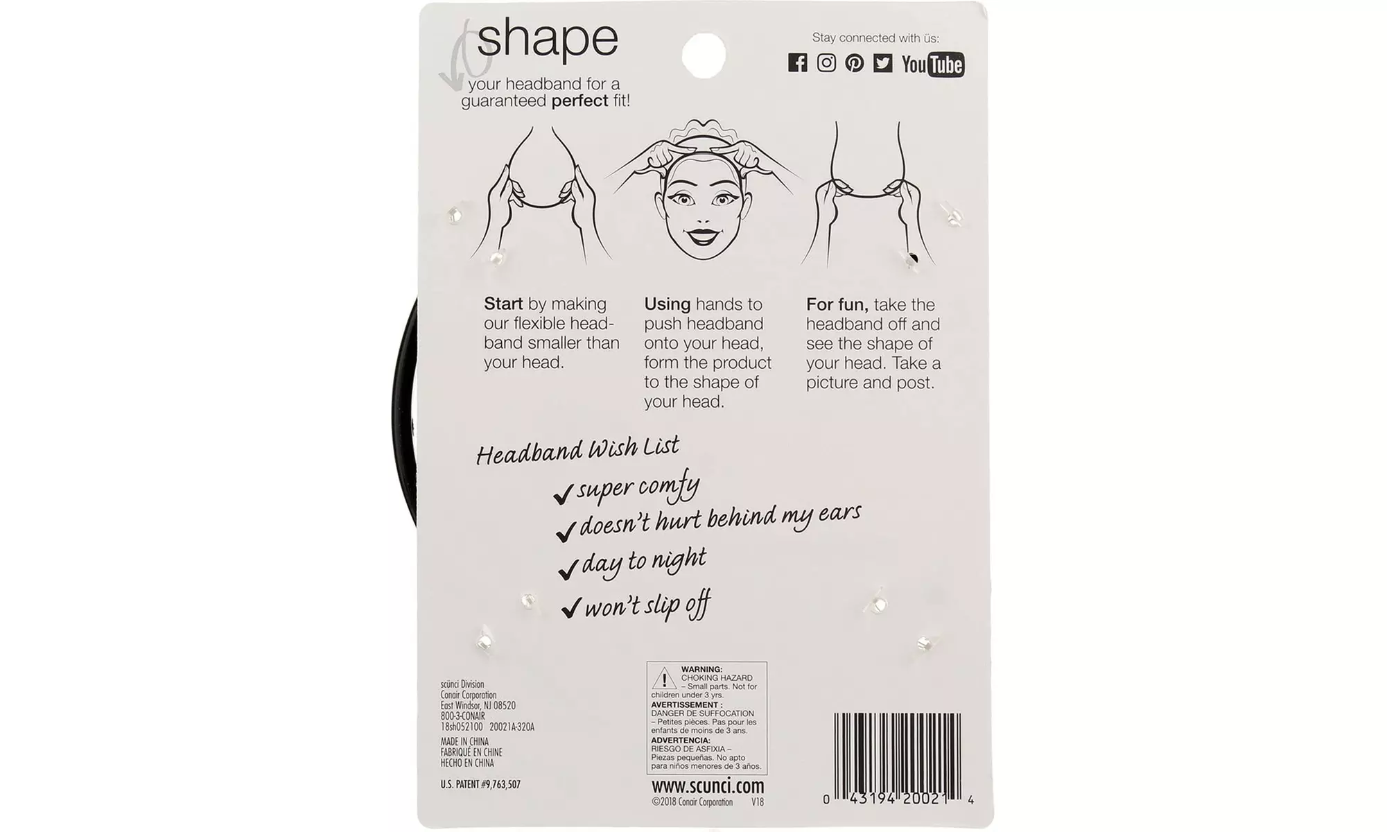 Scunci No Slip Grip Bendable Headband - 3 per case. - Second Medium