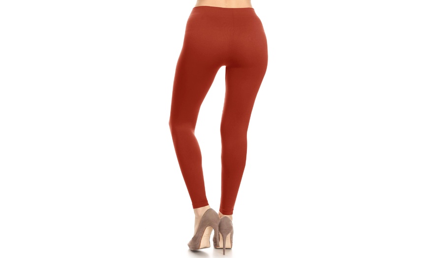 Image 51: Plus size,Solid Color Basic Soft Comfy Elastic Waistband High Waist Leggings