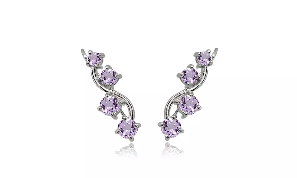 Sterling Silver Amethyst Vine Climber Crawler Earrings