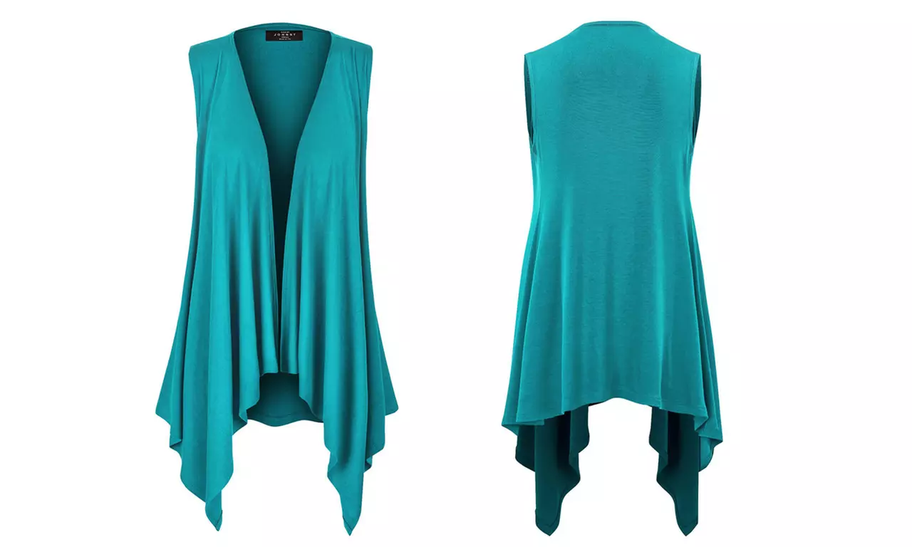 Women's Lightweight Sleeveless Solid Open Front Drape Vest Cardigan