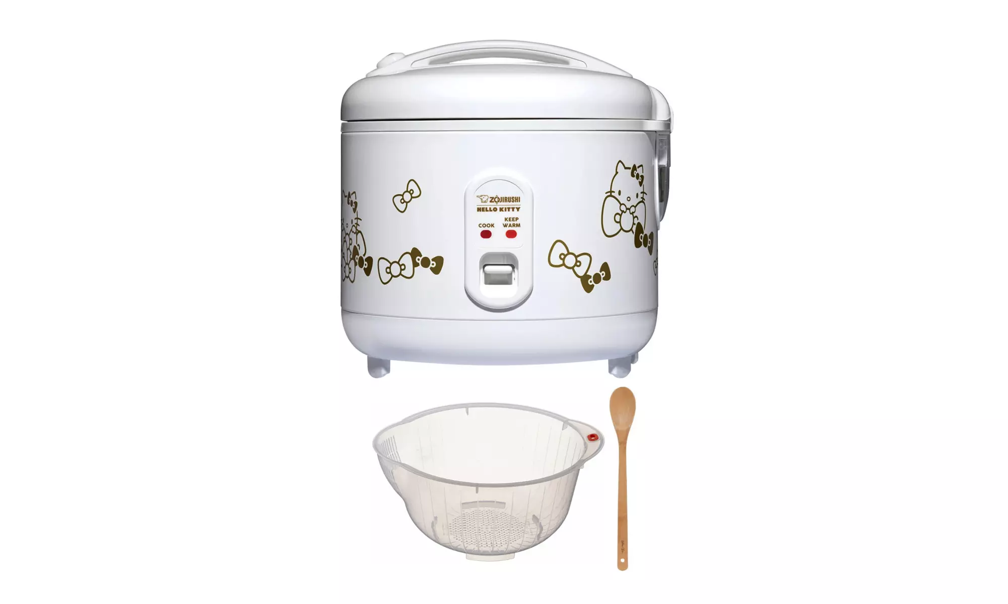 Zojirushi Hello Kitty 5.5-Cup Automatic Rice Cooker (White) with Bowl and Spoon - Primary Image