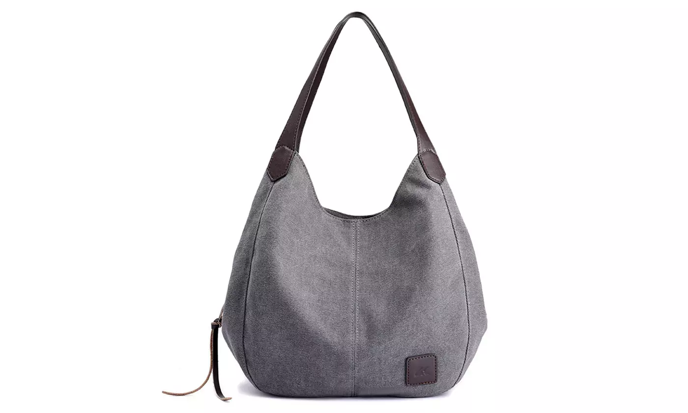 Women Retro Multi-pocket Canvas Shoulder Bag Handbag Tote Purse