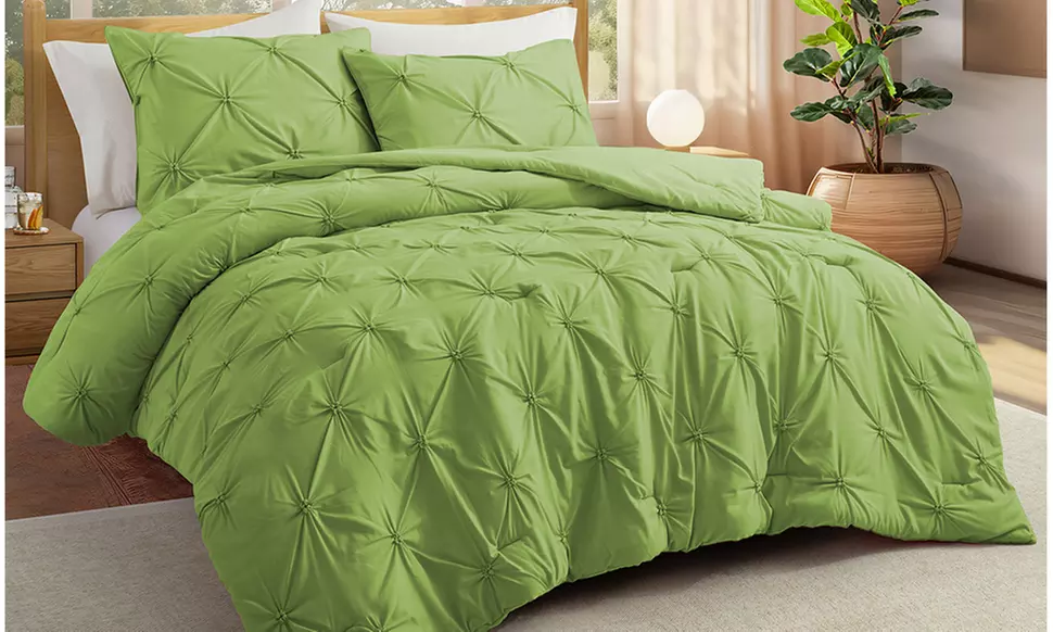 Peace Nest  2-3PC Pintuck Comforter Set