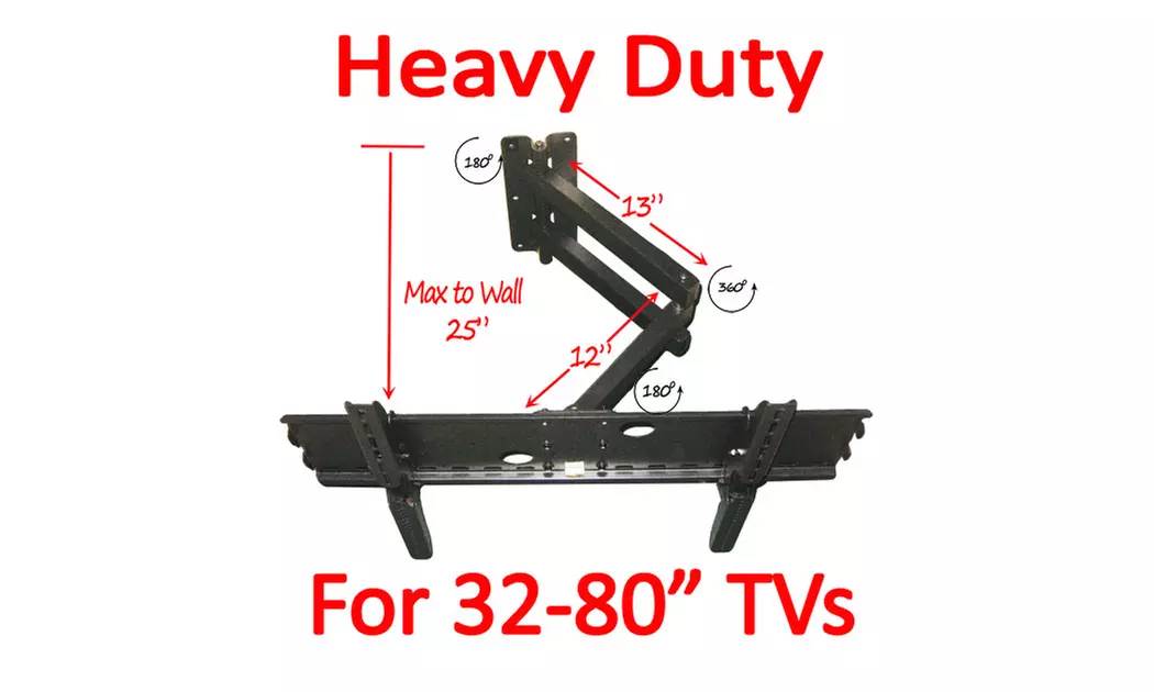 Heavy Duty Long Arm Full Motion TV Mount for TV Screen Sizes 32-80" - Second Medium