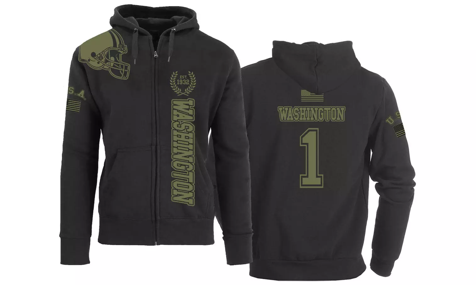 Men's Football Salute Zip Up Hoodie (S-2XL)