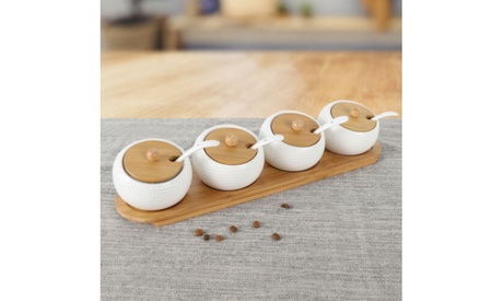 Kitchen Porcelain Condiment Jar Spice Canisters Spice Container With Lid 3PCS