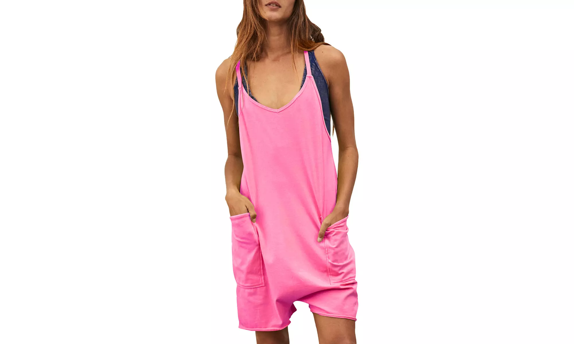 Bohuma Womens Sleeveless Pockets Rompers Loose Spaghetti Strap Shorts Jumpsuit