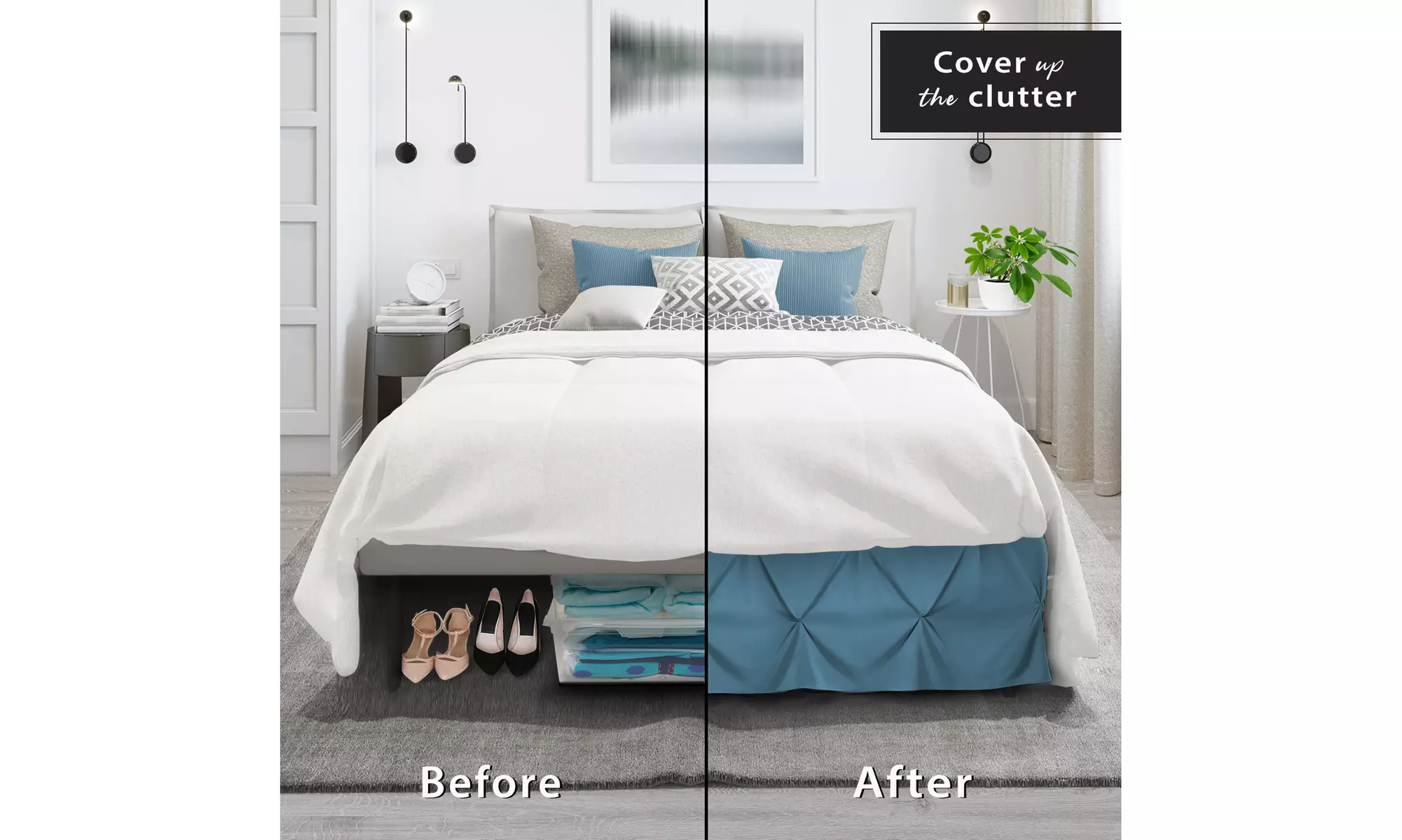 Nestl Pinch Pleat Bed Skirt - 14 inch Tailored Drop Pintuck Dust Ruffle