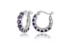Sterling Silver African Amethyst Small Round Huggie Hoop Earrings