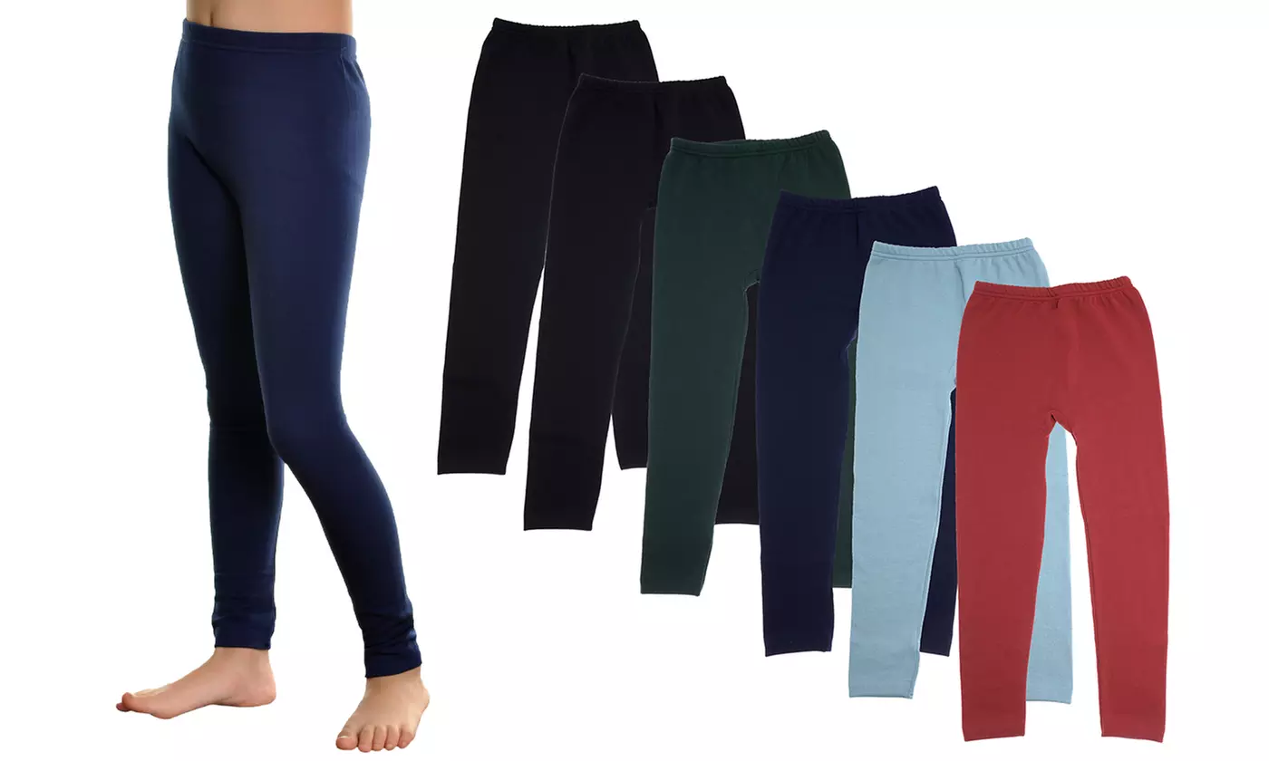 6-Pack Girls' Fleece-Lined Leggings - Primary Image